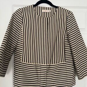 Tory Burch Black and Cream Striped Jacket